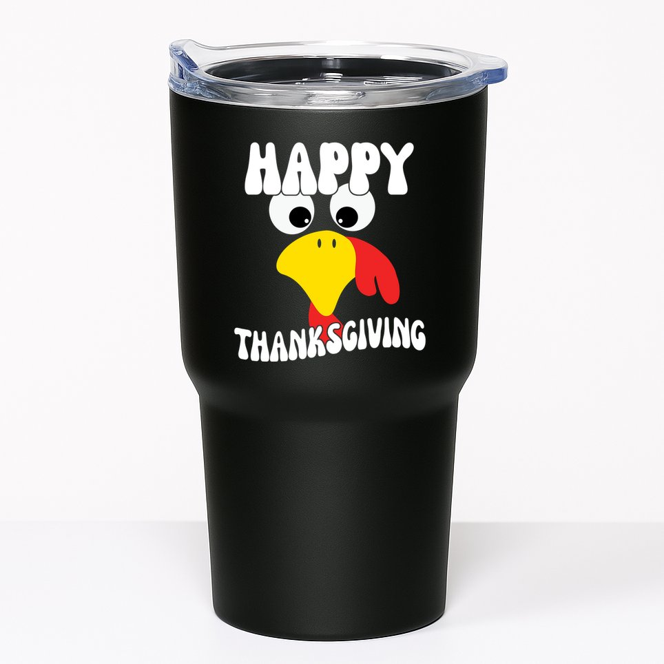 Happy Thanksigiving Gobble Turkey Face Tumbler