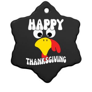 Happy Thanksigiving Gobble Turkey Face Ceramic Star Ornament