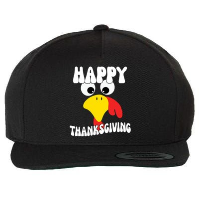 Happy Thanksigiving Gobble Turkey Face Wool Snapback Cap