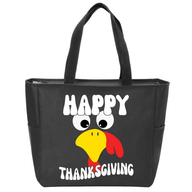 Happy Thanksigiving Gobble Turkey Face Zip Tote Bag