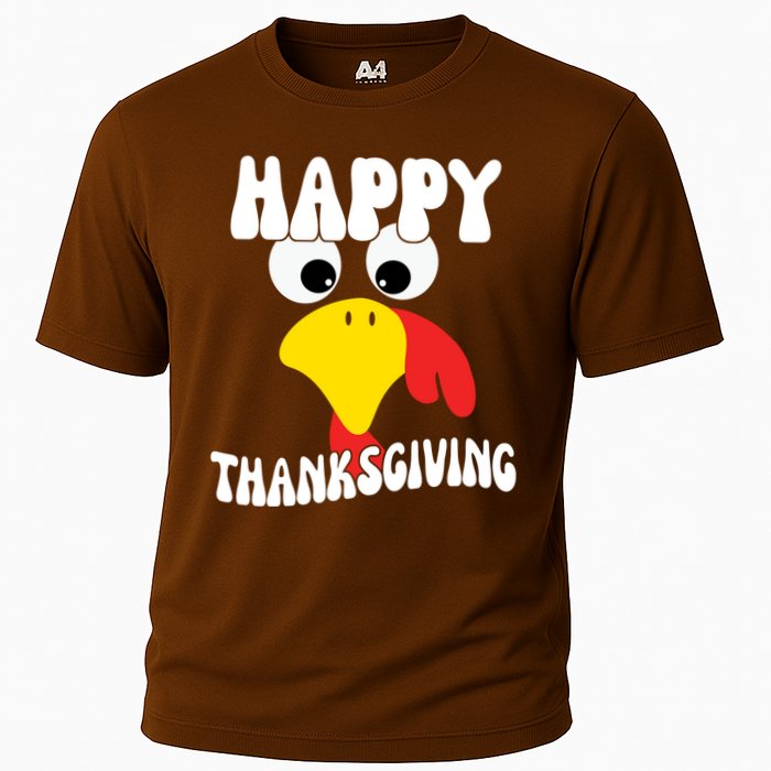 Happy Thanksigiving Gobble Turkey Face Cooling Performance Crew T-Shirt
