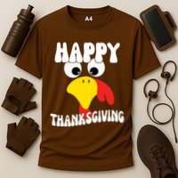 Happy Thanksigiving Gobble Turkey Face Cooling Performance Crew T-Shirt