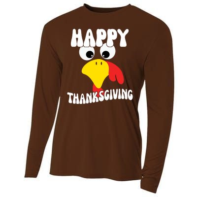 Happy Thanksigiving Gobble Turkey Face Cooling Performance Long Sleeve Crew