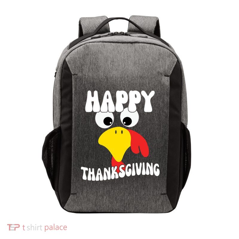 Happy Thanksigiving Gobble Turkey Face Vector Backpack