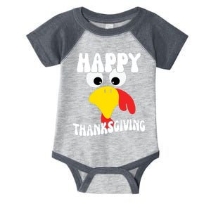 Happy Thanksigiving Gobble Turkey Face Infant Baby Jersey Bodysuit