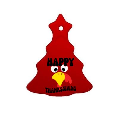 Happy Thanksigiving Gobble Turkey Face Ceramic Tree Ornament