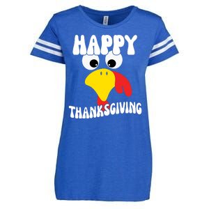 Happy Thanksigiving Gobble Turkey Face Enza Ladies Jersey Football T-Shirt