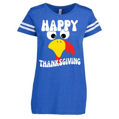 Happy Thanksigiving Gobble Turkey Face Enza Ladies Jersey Football T-Shirt