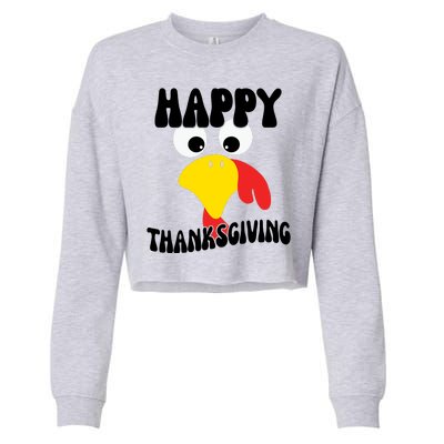 Happy Thanksigiving Gobble Turkey Face Cropped Pullover Crew