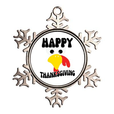 Happy Thanksigiving Gobble Turkey Face Metallic Star Ornament