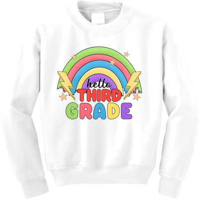 Hello Third Grade First Day Of School Rainbow Teachers Kids Sweatshirt