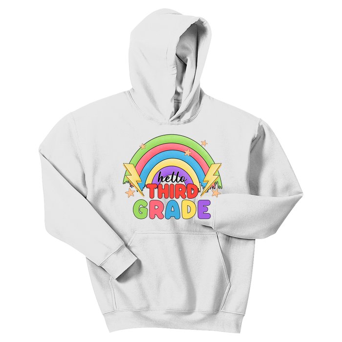 Hello Third Grade First Day Of School Rainbow Teachers Kids Hoodie