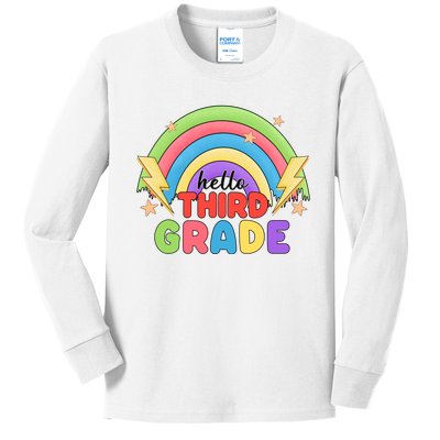 Hello Third Grade First Day Of School Rainbow Teachers Kids Long Sleeve Shirt