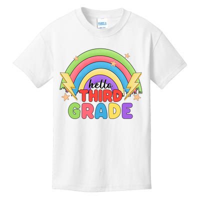 Hello Third Grade First Day Of School Rainbow Teachers Kids T-Shirt