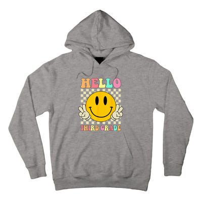 Hello Third Grade Hippie Smile Face 3rd Grade Back To School Tall Hoodie