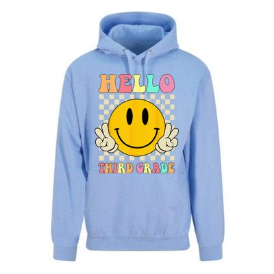 Hello Third Grade Hippie Smile Face 3rd Grade Back To School Unisex Surf Hoodie