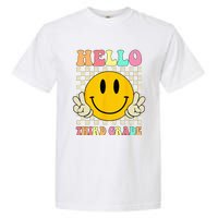 Hello Third Grade Hippie Smile Face 3rd Grade Back To School Garment-Dyed Heavyweight T-Shirt