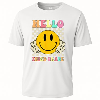 Hello Third Grade Hippie Smile Face 3rd Grade Back To School Cooling Performance Crew T-Shirt