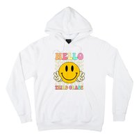 Hello Third Grade Hippie Smile Face 3rd Grade Back To School Hoodie