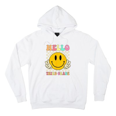 Hello Third Grade Hippie Smile Face 3rd Grade Back To School Hoodie