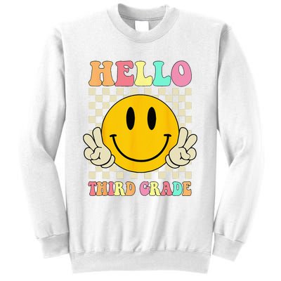 Hello Third Grade Hippie Smile Face 3rd Grade Back To School Sweatshirt