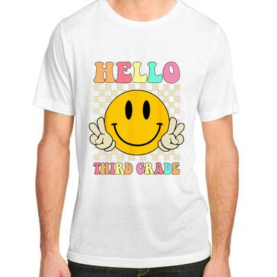 Hello Third Grade Hippie Smile Face 3rd Grade Back To School Adult ChromaSoft Performance T-Shirt