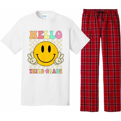 Hello Third Grade Hippie Smile Face 3rd Grade Back To School Pajama Set