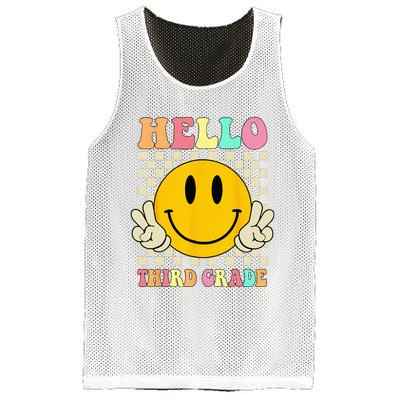 Hello Third Grade Hippie Smile Face 3rd Grade Back To School Mesh Reversible Basketball Jersey Tank