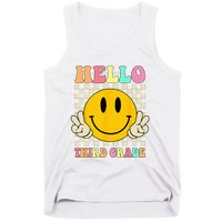 Hello Third Grade Hippie Smile Face 3rd Grade Back To School Tank Top