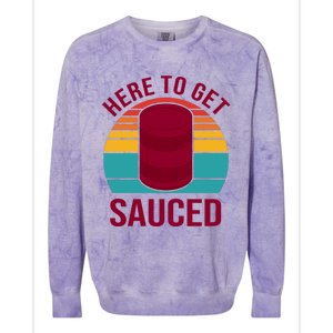 Here To Get Sauced Funny Retro Colorblast Crewneck Sweatshirt