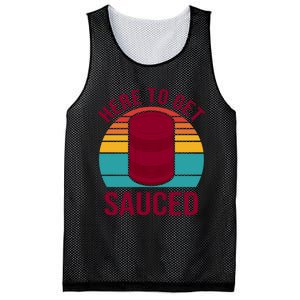 Here To Get Sauced Funny Retro Mesh Reversible Basketball Jersey Tank