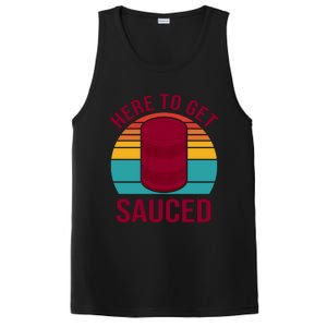 Here To Get Sauced Funny Retro PosiCharge Competitor Tank