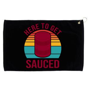 Here To Get Sauced Funny Retro Grommeted Golf Towel