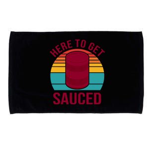 Here To Get Sauced Funny Retro Microfiber Hand Towel