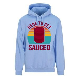 Here To Get Sauced Funny Retro Unisex Surf Hoodie