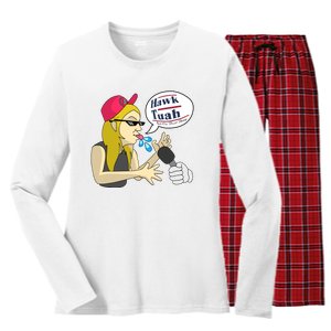 Hawk Tuah Girl Spit On That Thang Women's Long Sleeve Flannel Pajama Set 