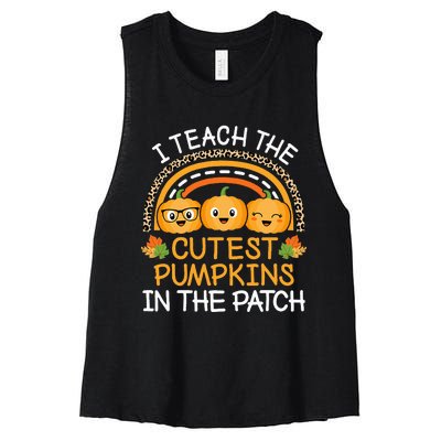 Halloween Teacher: Guide the Adorable Patch Pumpkins Women's Racerback Cropped Tank