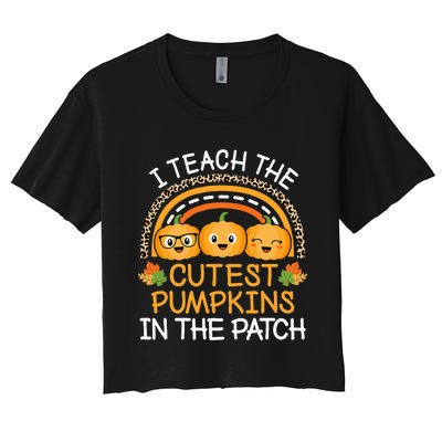 Halloween Teacher: Guide the Adorable Patch Pumpkins Women's Crop Top Tee