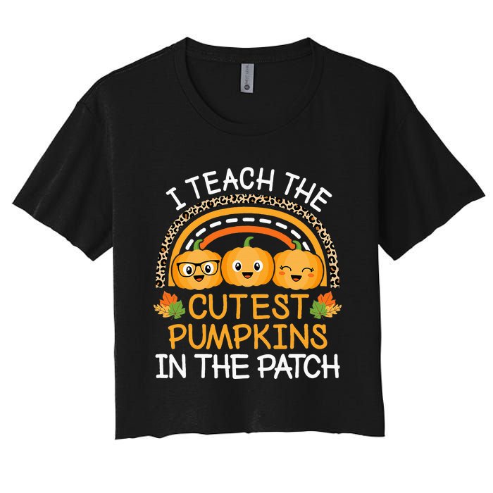 Halloween Teacher: Guide the Adorable Patch Pumpkins Women's Crop Top Tee