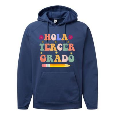 Hola Tercer Grado Third Grade Spanish Teacher Back To School Gift Performance Fleece Hoodie