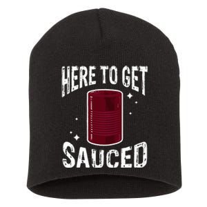 Here To Get Sauced Funny Cranberry Sauce Thanksgiving Food Short Acrylic Beanie