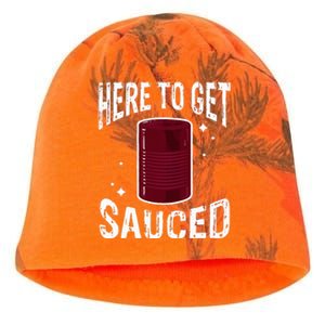 Here To Get Sauced Funny Cranberry Sauce Thanksgiving Food Kati - Camo Knit Beanie