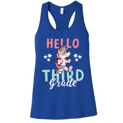 Hello Third Grade Unicorn And Teachers Gift Women's Racerback Tank