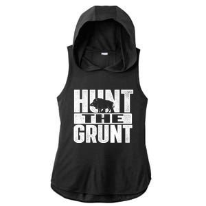 Hunt The Grunt - Boar Hunting Wild Hog Hunter Ladies PosiCharge Tri-Blend Wicking Draft Hoodie Tank