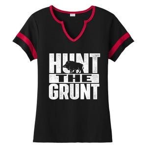 Hunt The Grunt - Boar Hunting Wild Hog Hunter Ladies Halftime Notch Neck Tee