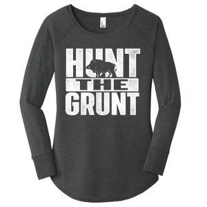 Hunt The Grunt - Boar Hunting Wild Hog Hunter Women's Perfect Tri Tunic Long Sleeve Shirt