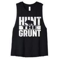 Hunt The Grunt - Boar Hunting Wild Hog Hunter Women's Racerback Cropped Tank