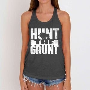 Hunt The Grunt - Boar Hunting Wild Hog Hunter Women's Knotted Racerback Tank