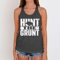 Hunt The Grunt - Boar Hunting Wild Hog Hunter Women's Knotted Racerback Tank