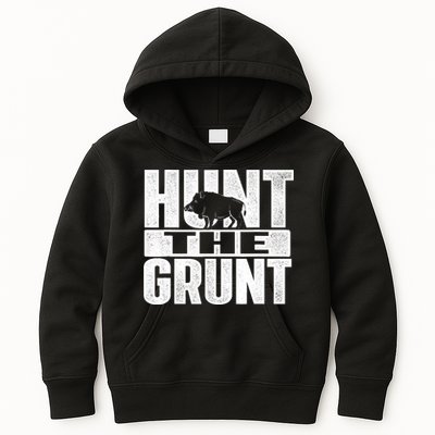 Hunt The Grunt - Boar Hunting Wild Hog Hunter Kids Hoodie